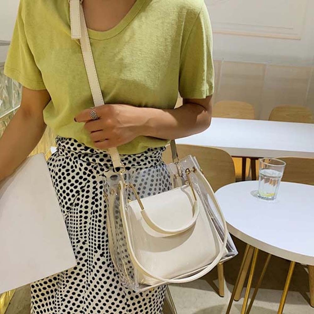Jelly Bag Clear Pvc - 캔디 컬러 복합 투명 가방 방수