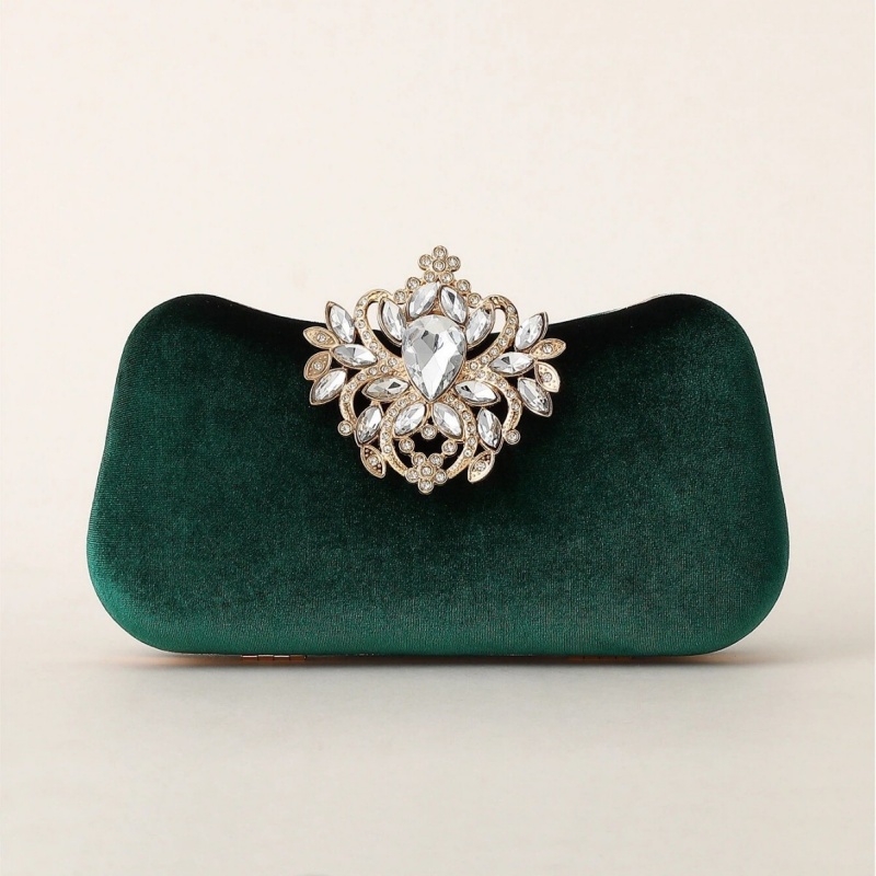 Women'S Evening Bags - 다크 그린 벨벳 클러치 백 럭셔리