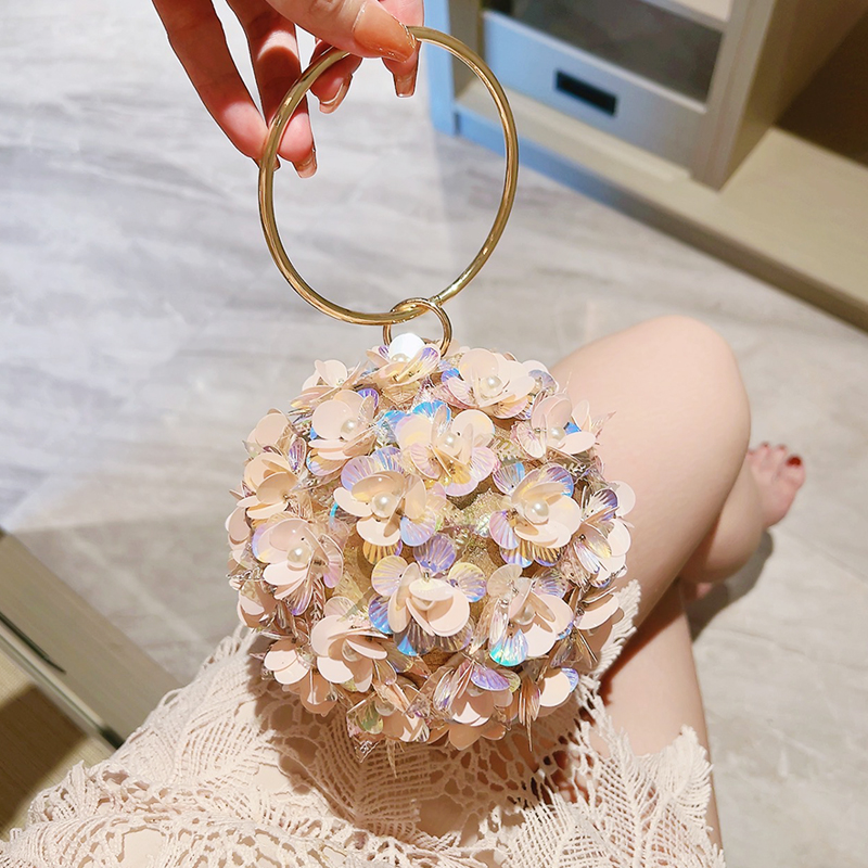 Women'S Evening Bags - 미니 스팽글 꽃 이브닝 백, 우아한