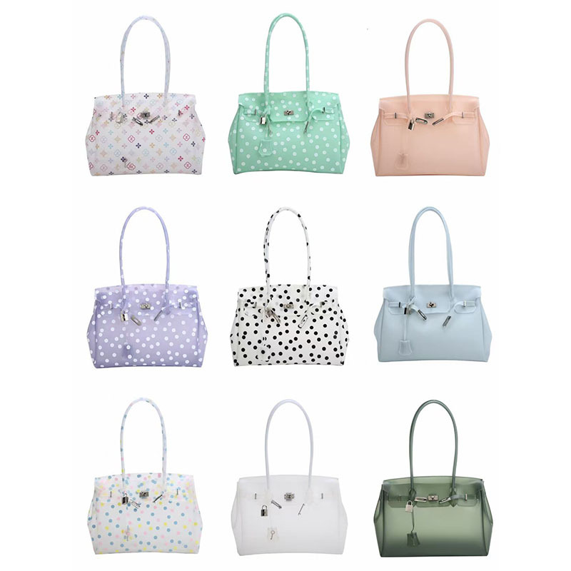 Jelly Bag Clear Pvc - 폴카 도트 투명 PVC 토트백 방수