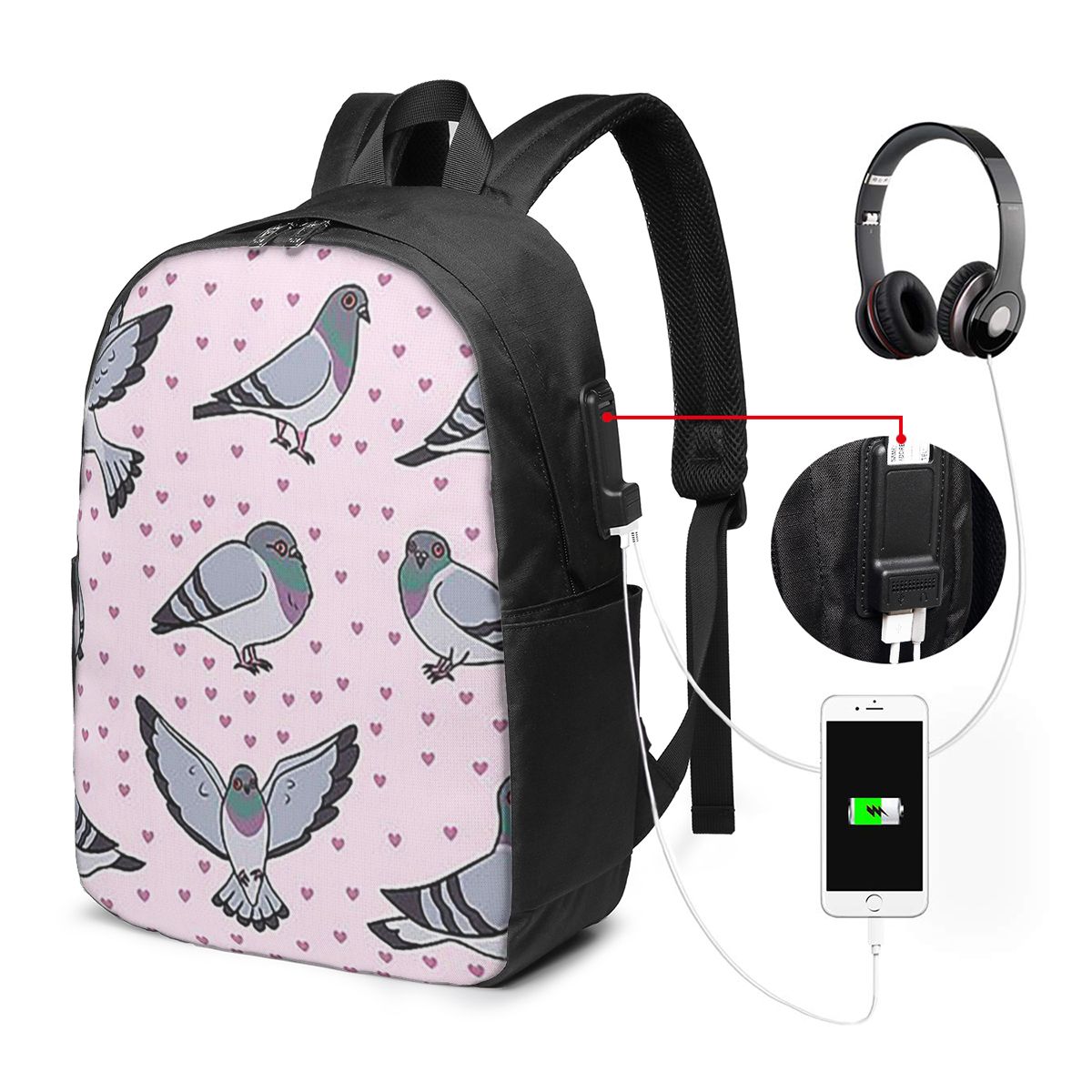 Women Bags Pack - 귀여운 만화 비둘기 팩 배낭 여행