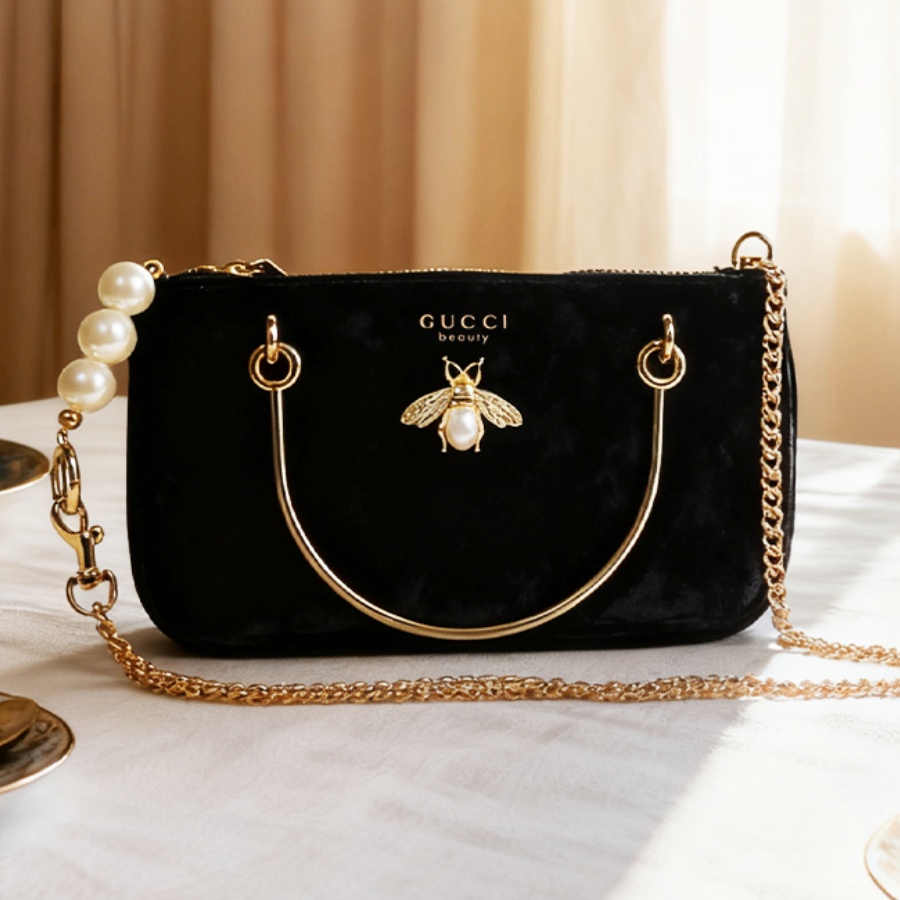 Women Bags Gucci - 구찌 여성용 블랙 벨벳 곤충 모양