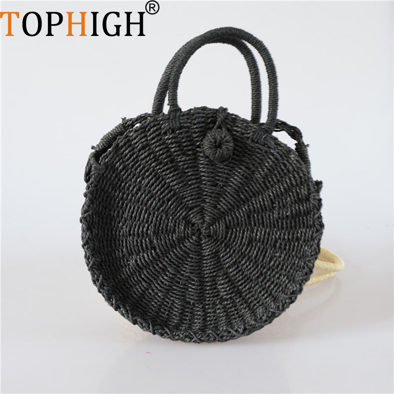 Circle Round Bag - 탑하이 여성용 핸드백 여름 비치 토트백