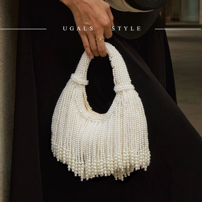 Women'S Evening Bags - 디자인 핸들 진주 이브닝 클러치 백