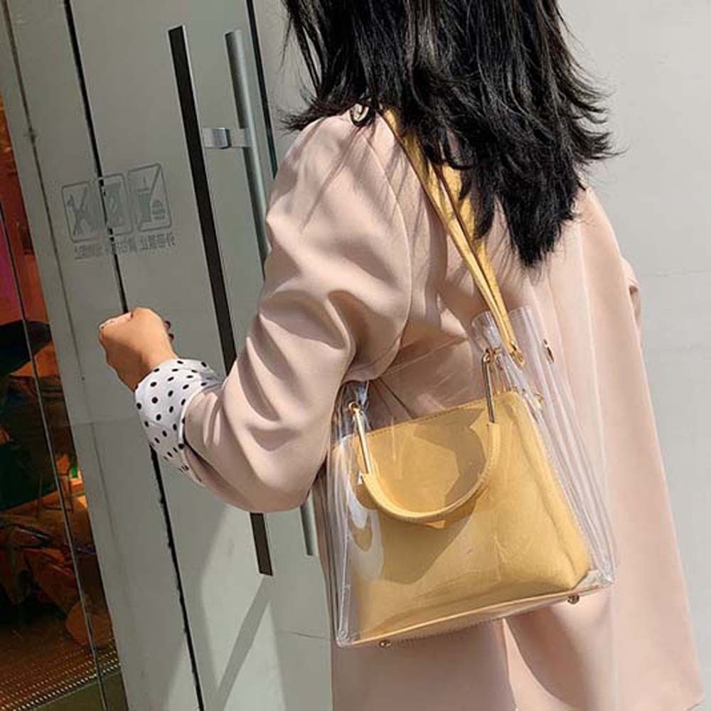 캔디 컬러 복합 투명 가방 방수 탈부착 가능 젤리 핸드 - Jelly Bag Clear Pvc 리뷰 및 가격