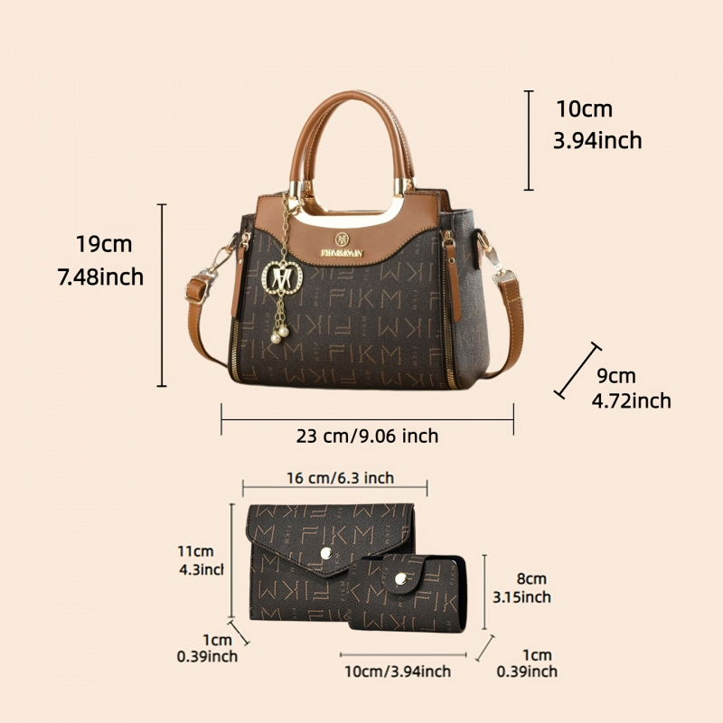 3피스 세트 고급 프린트 레터링 가방, 프리미엄 패셔너 - Women Bags Luxury 리뷰 및 가격