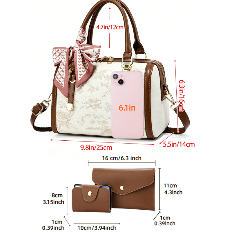라이트 럭셔리 자수 여성 핸드백, 3종 여성 가방 세트 - Women Bags Luxury 리뷰 및 가격