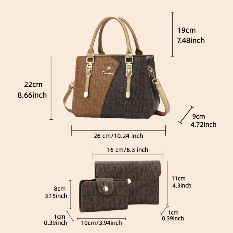 3피스 여성 가방 세트, 고급 프리미엄 가죽 프린트 여 - Women Bags Luxury 리뷰 및 가격