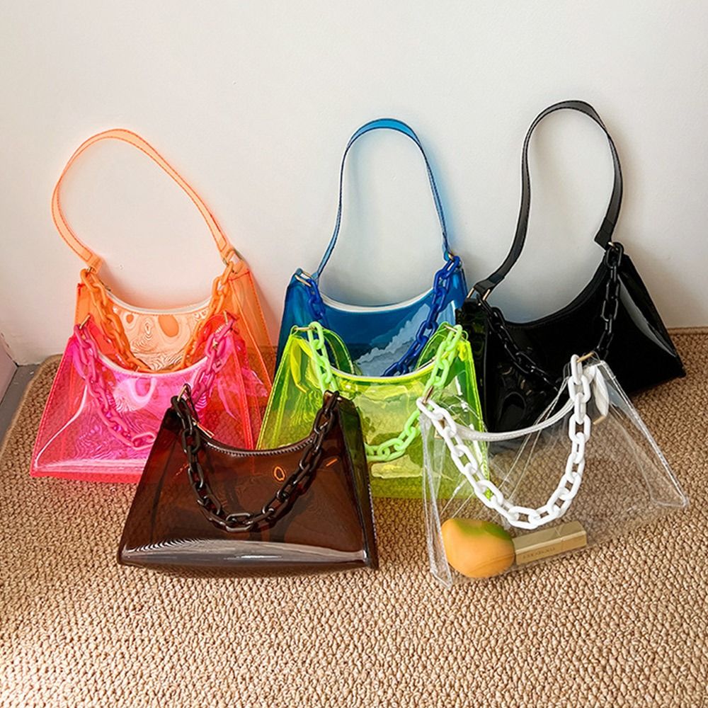 패션 숙녀 젤리 가방 PVC 클리어 가방 겨드랑이 가방 - Jelly Bag Clear Pvc 리뷰 및 가격