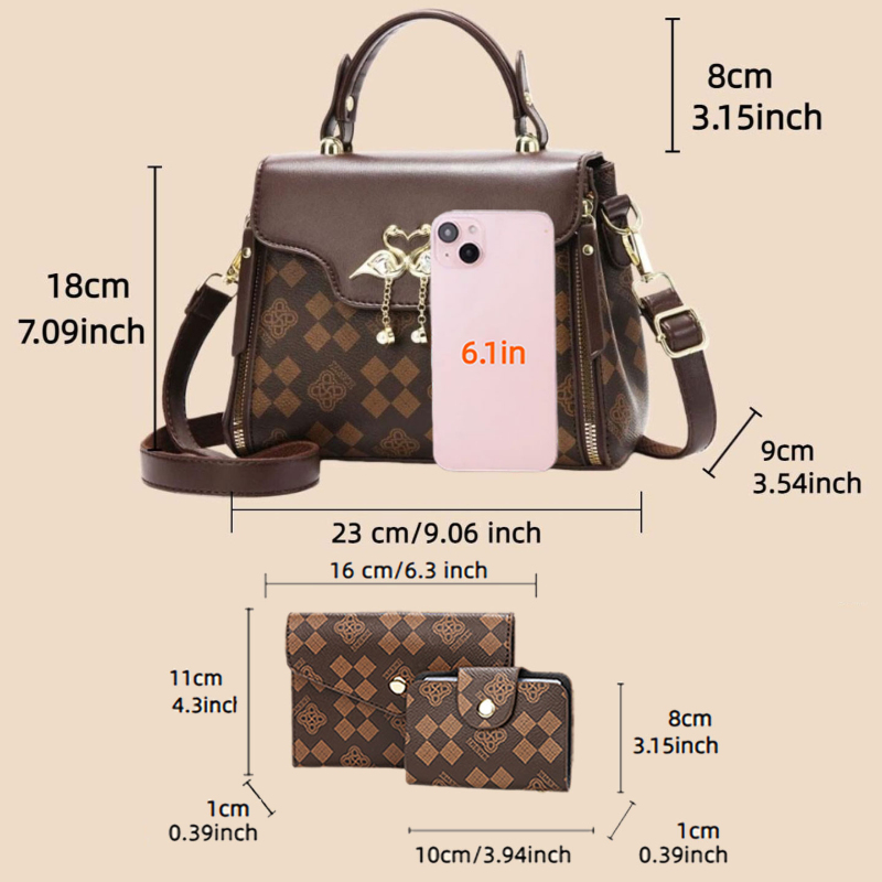 3피스 여성 가방 세트, 가벼운 럭셔리 프린트 여성 크 - Women Bags Luxury 리뷰 및 가격