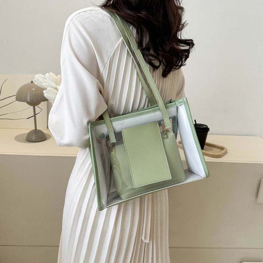 2개/세트 우아한 투명 젤리 가방 PU 가죽 대용량 투 - Jelly Bag Clear Pvc 리뷰 및 가격