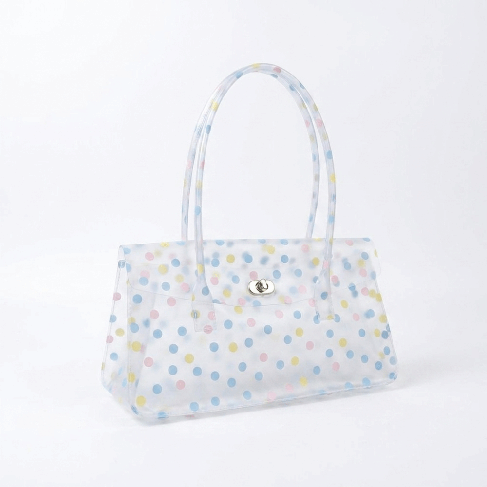 달콤한 투명 PVC 젤리 숄더백 투명 플립탑 폴카 도트 - Jelly Bag Clear Pvc 리뷰 및 가격